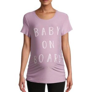 Time & Tru Lavender Purple “Baby on Board” Maternity Tee Size M